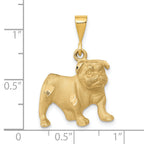 14K Gold Bulldog Pendant for Men with Brushed Diamond-Cut Finish