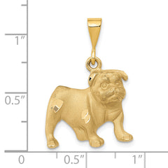 14K Gold Bulldog Pendant for Men with Brushed Diamond-Cut Finish