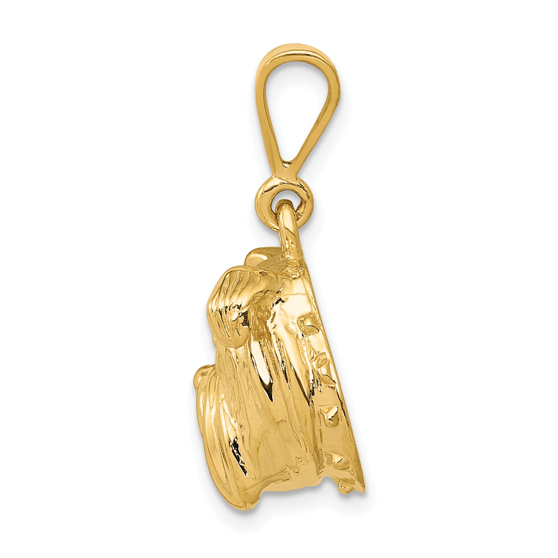 14K Gold Bulldog Pendant with Polished Finish and Textured Detail Secondary image