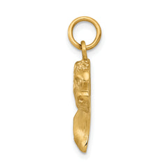 14K Yellow Gold Men's Dog Charm with Brushed Diamond-Cut Finish 24mm