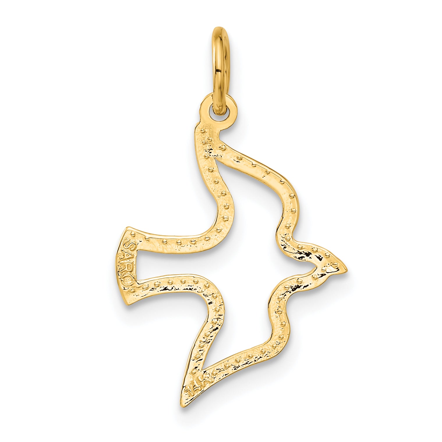 14K Satin and Diamond-Cut Dove Charm