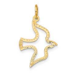 14K Satin and Diamond-Cut Dove Charm