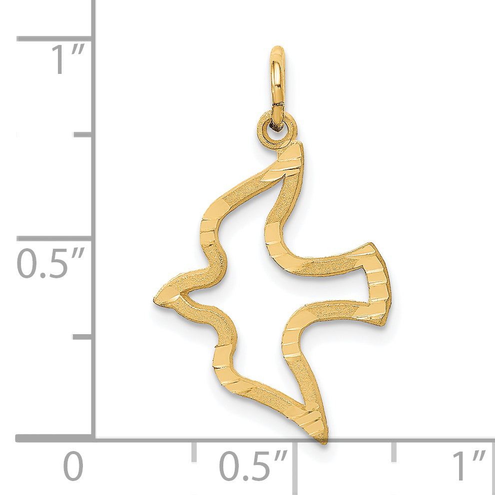 14K Gold Satin and Diamond-Cut Dove Pendant Elegant & Timeless Charm