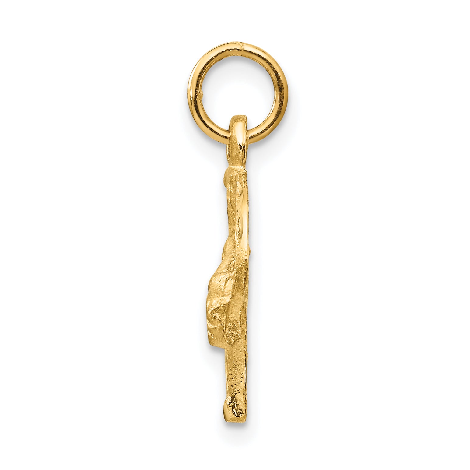 14K Yellow Gold Horse Head in Diamond-Cut Horseshoe Pendant for Men
