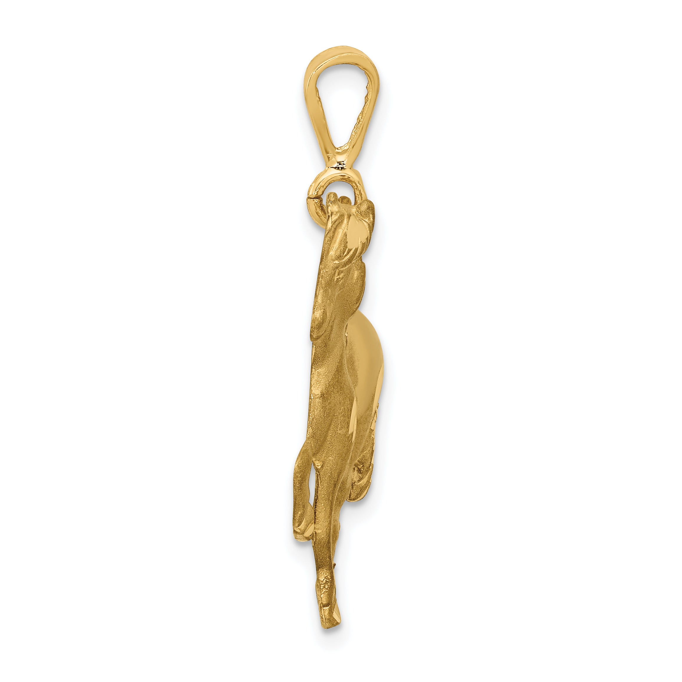14K Gold Brushed Horse Pendant for Men, Diamond-Cut Finish, 32mm Secondary image