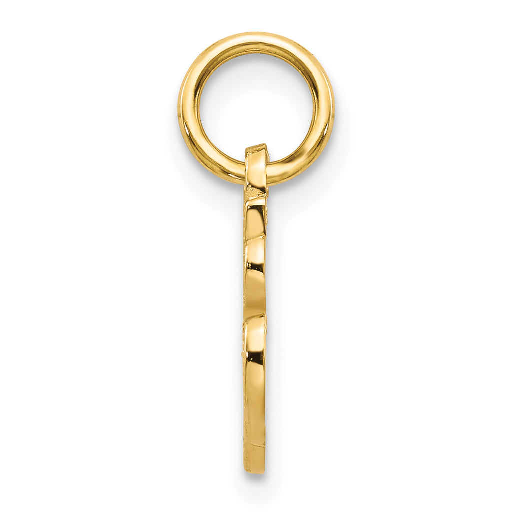 14K Gold Script Letter A Charm with Polished Finish Elegant Small Design