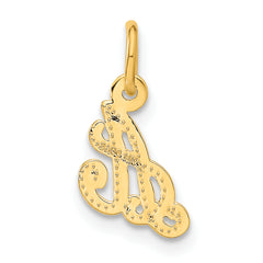 14K Gold Script Letter A Charm with Polished Finish Elegant Small Design