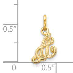 14K Gold Script Letter A Charm with Polished Finish Elegant Small Design