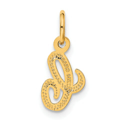 14K Yellow Gold Script Letter C Charm  Polished, Textured, Small Luxury Accessory