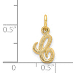 14K Yellow Gold Script Letter C Charm  Polished, Textured, Small Luxury Accessory