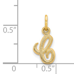 14K Yellow Gold Script Letter C Charm  Polished, Textured, Small Luxury Accessory
