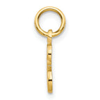 14K Yellow Gold Script Letter E Initial Charm with Polished Finish