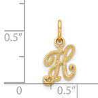 14K Yellow Gold Script Letter H Charm with Polished Finish  Small and Elegant