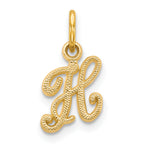 14KY Script Letter H Initial Charm