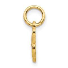 14K Gold Script Letter K Charm with Polished Textured Finish