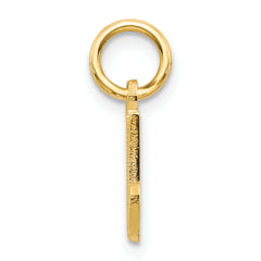 14K Yellow Gold Script Letter M Charm with Polished Finish Elegant and Textured