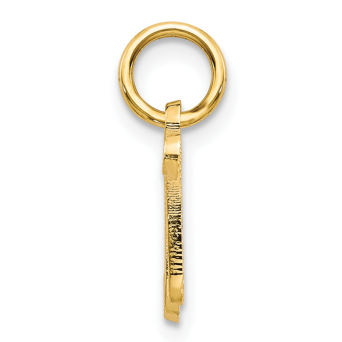 14K Gold Script Initial N Charm with Polished Textured Finish Secondary image