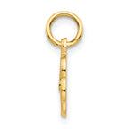 14K Yellow Gold Script Letter R Charm with Polished Finish Elegant and Textured