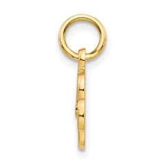 14K Yellow Gold Script Letter R Charm with Polished Finish Elegant and Textured