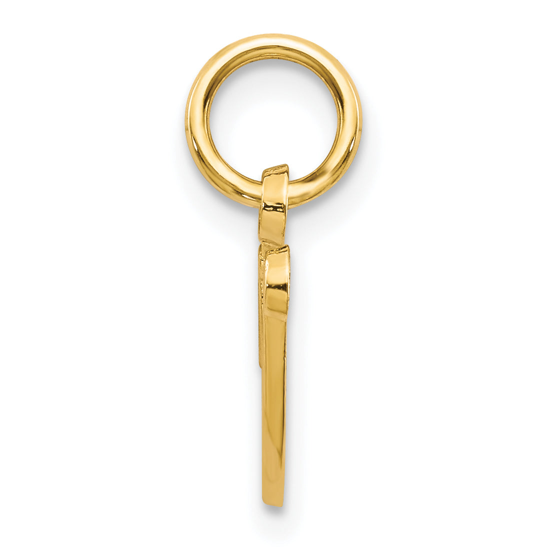 14K Gold Script Letter V Charm with Polished Textured Finish Secondary image