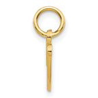 14K Gold Script Letter V Charm with Polished Textured Finish