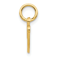 14K Gold Script Letter V Charm with Polished Textured Finish