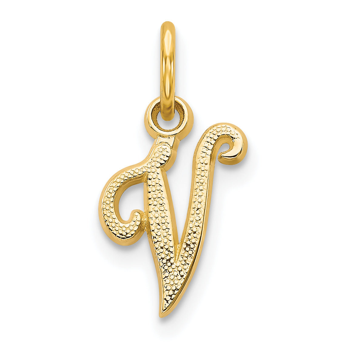 14KY Script Letter V Initial Charm Main image