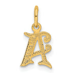 14K Gold Letter A Initial Charm, Diamond-Cut Sandblasted Finish  Small, Elegant Design