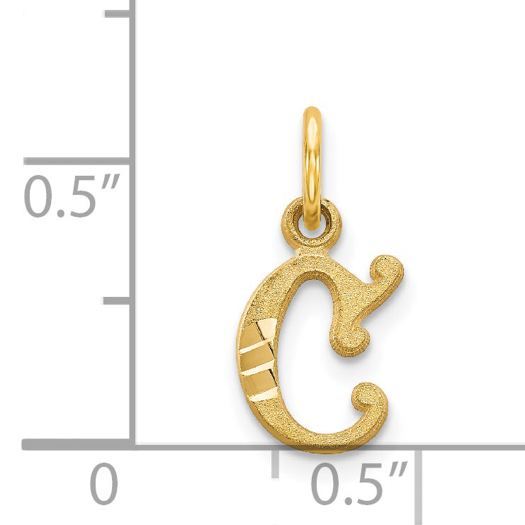 14K Gold Letter C Initial Charm with Diamond-Cut Finish Elegant and Gift Ready
