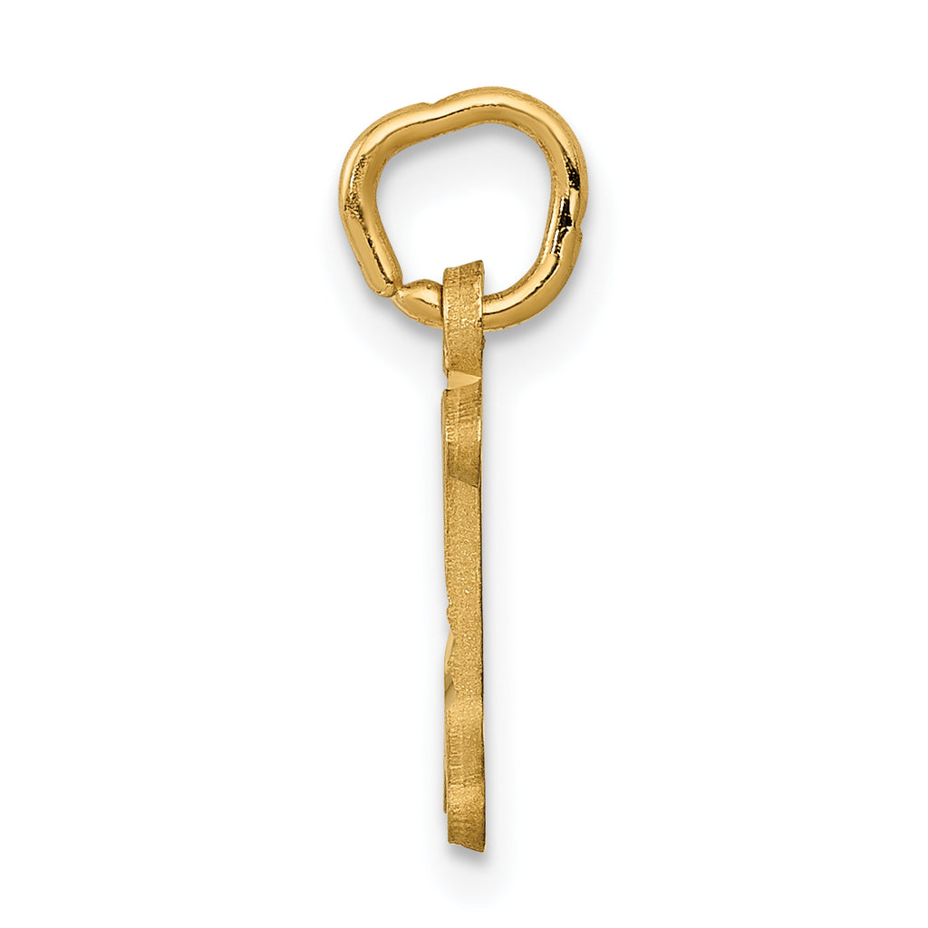 14K Gold Initial I Charm with Diamond-Cut Sandblasted Finish