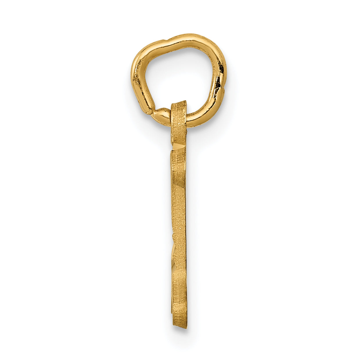 14K Gold Initial I Charm with Diamond-Cut Sandblasted Finish