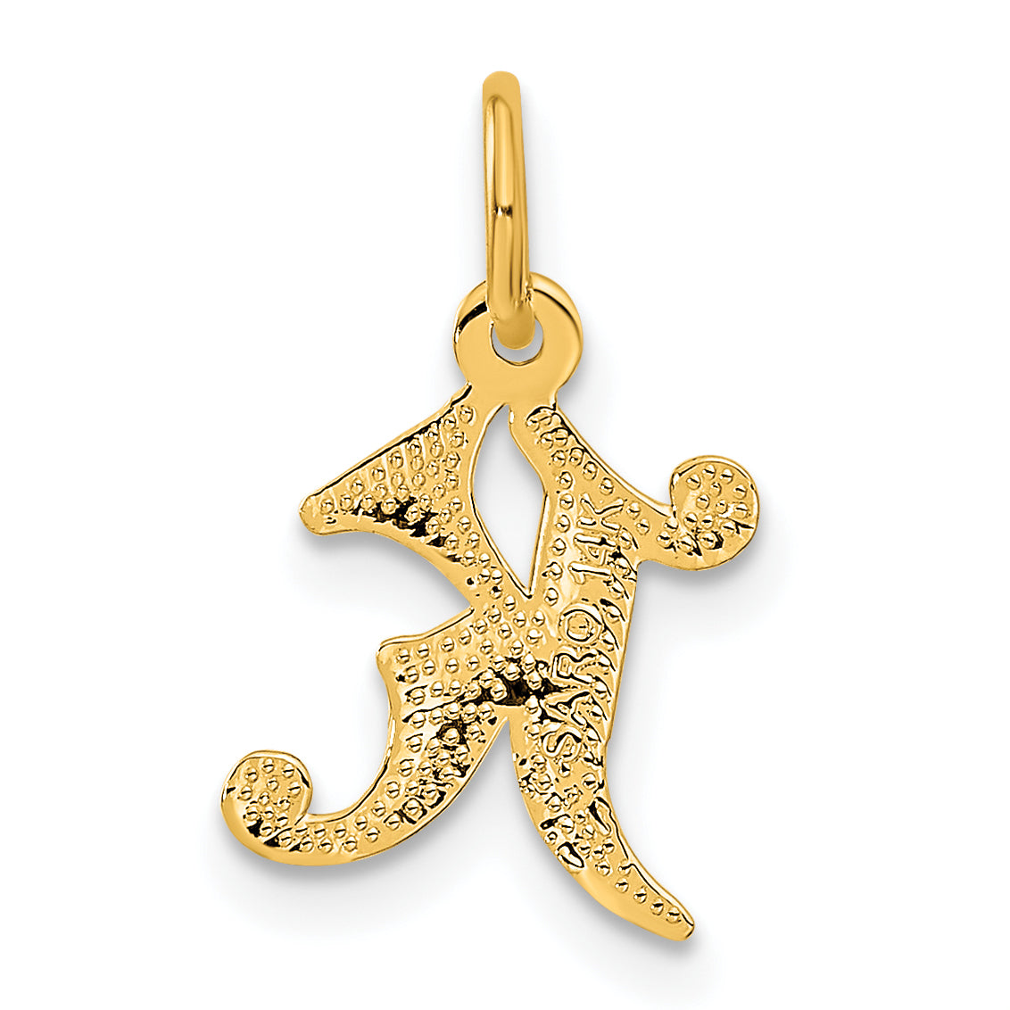 14K Gold Diamond-Cut Letter K Charm with Sandblasted Finish Small