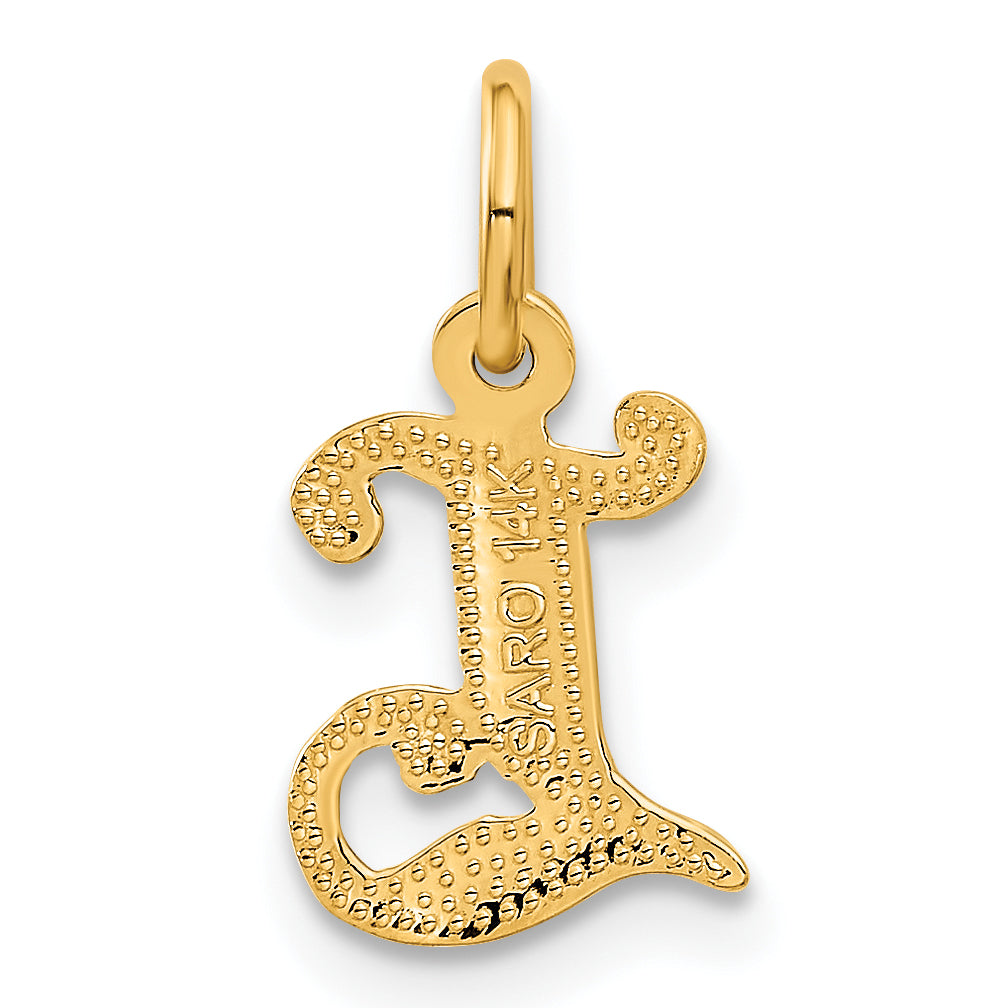 14K Gold Diamond-Cut Letter L Initial Charm  Elegant Sandblasted Finish