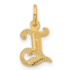 14K Gold Diamond-Cut Letter L Initial Charm  Elegant Sandblasted Finish