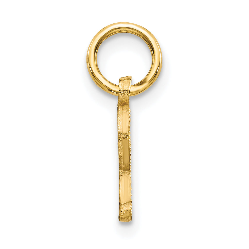 14K Gold Diamond-Cut Letter R Initial Charm with Sandblasted Finish