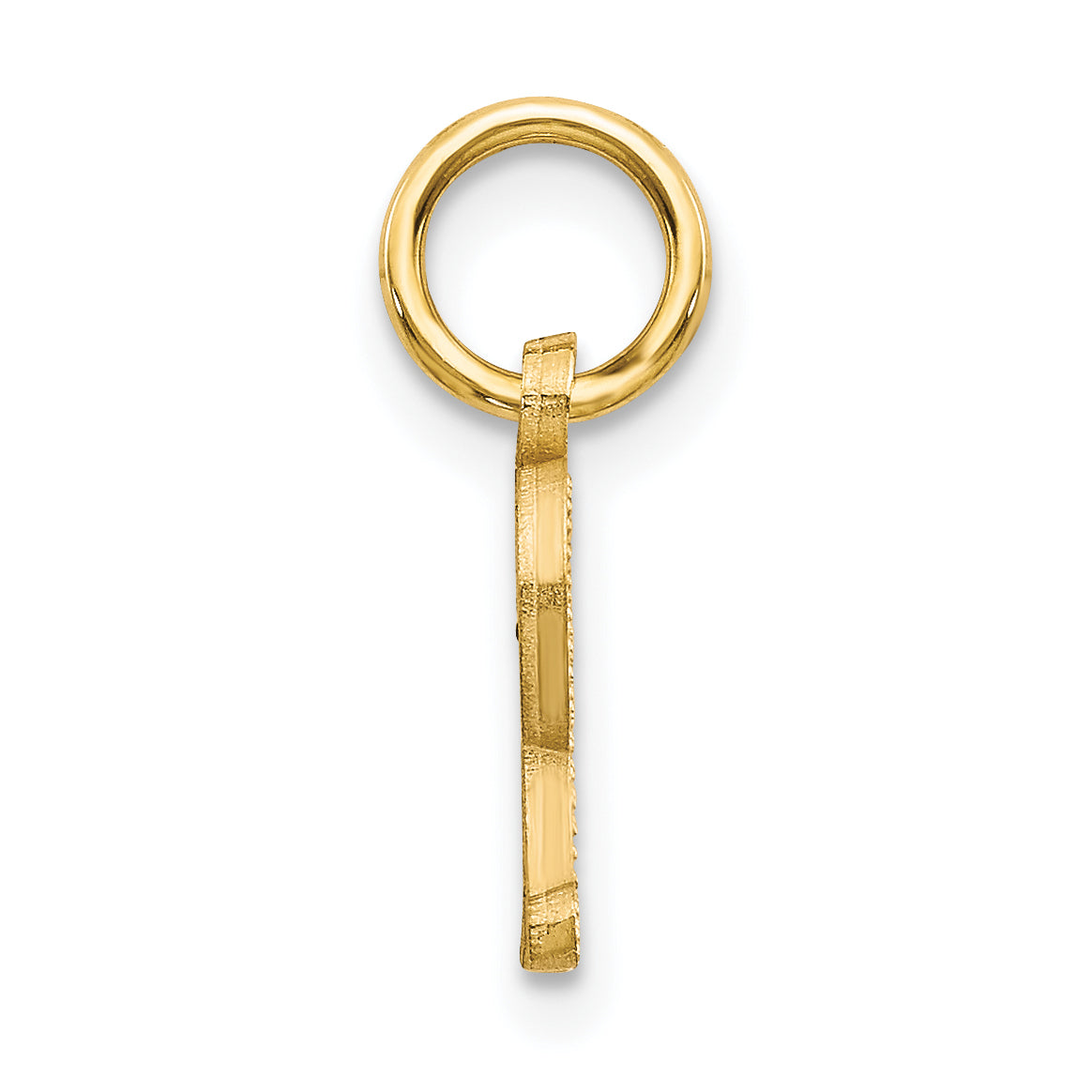 14K Gold Diamond-Cut Letter R Initial Charm with Sandblasted Finish