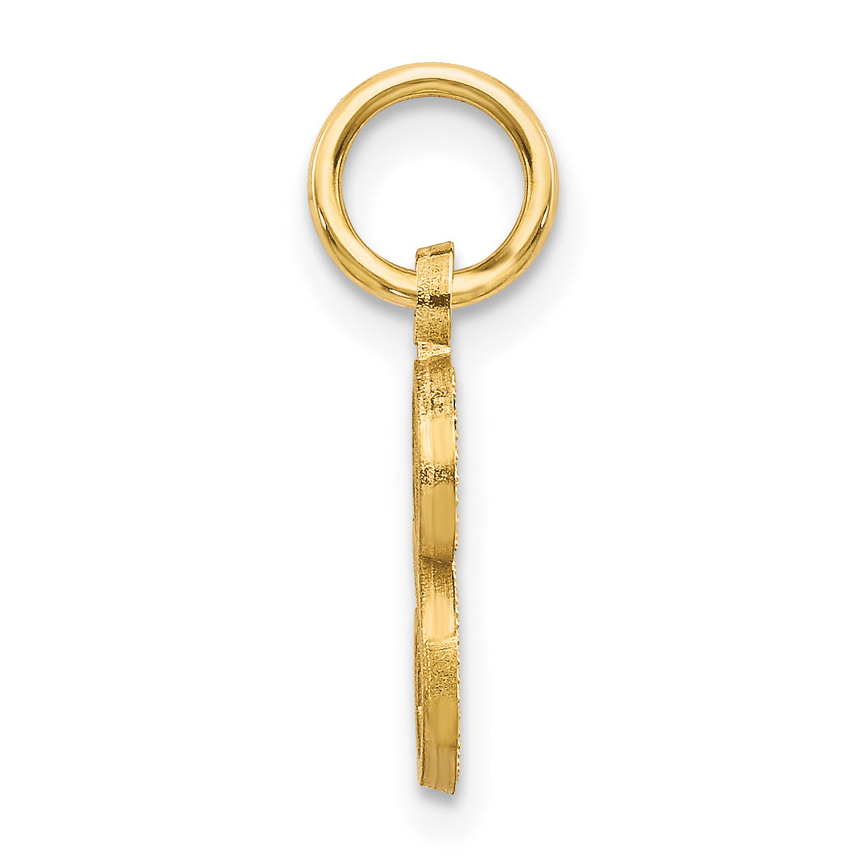14K Gold Diamond-Cut Letter S Initial Charm Elegant Small Pendant