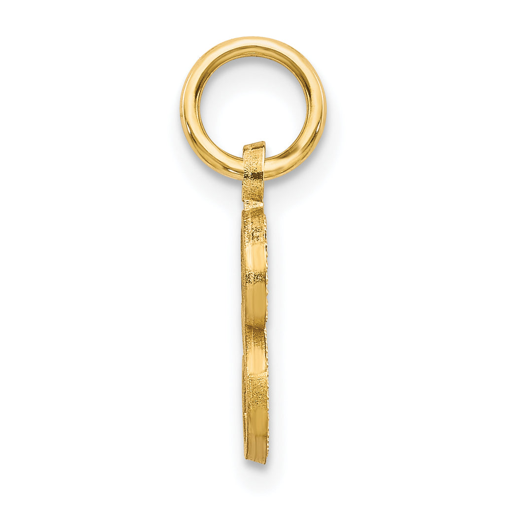 14K Gold Diamond-Cut Letter S Initial Charm Elegant Small Pendant