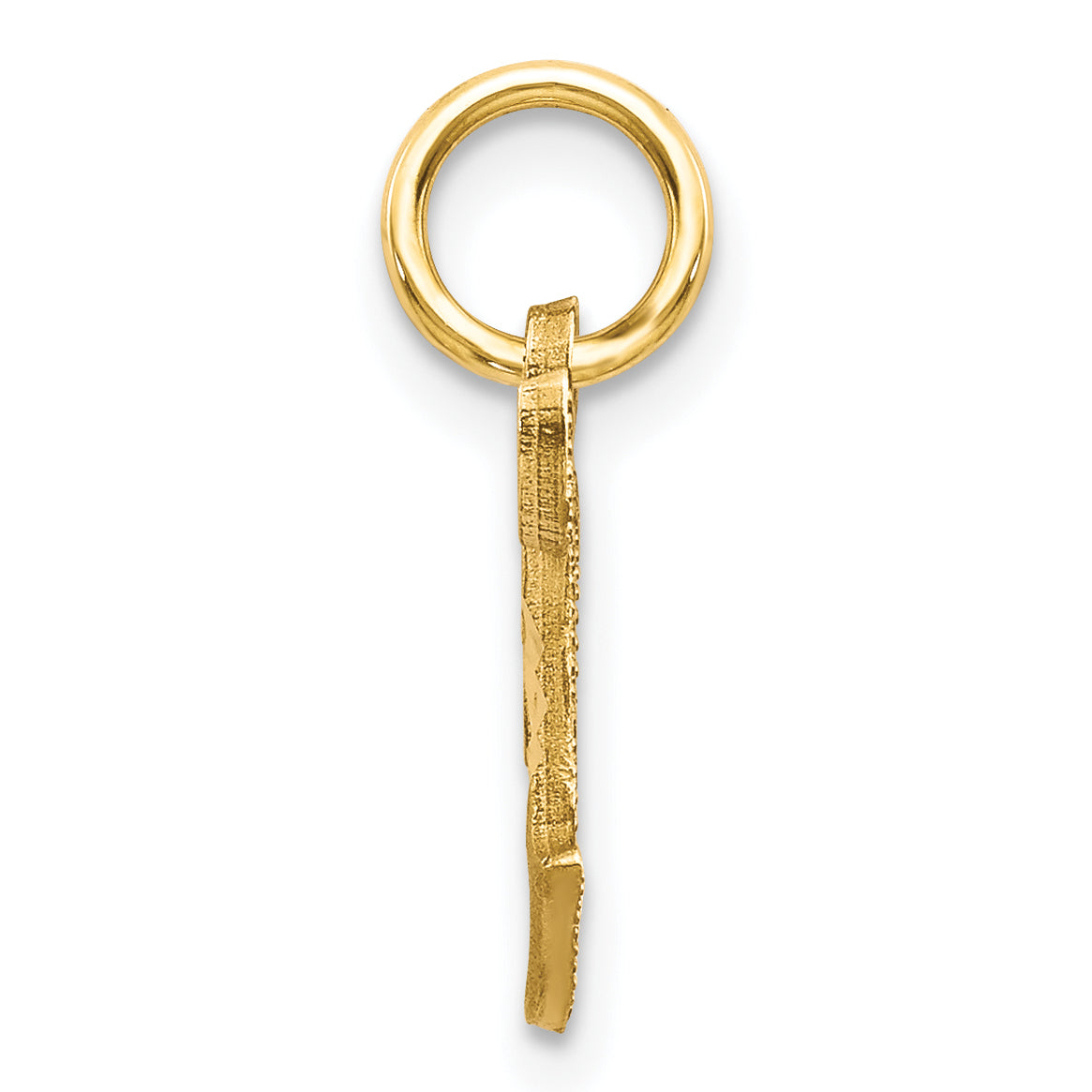 14K Gold Letter T Diamond-Cut Charm with Sandblasted Finish