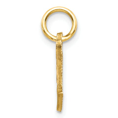 14K Gold Letter T Diamond-Cut Charm with Sandblasted Finish