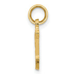 14K Gold V Initial Charm Diamond-Cut Sandblasted Elegant Pendant