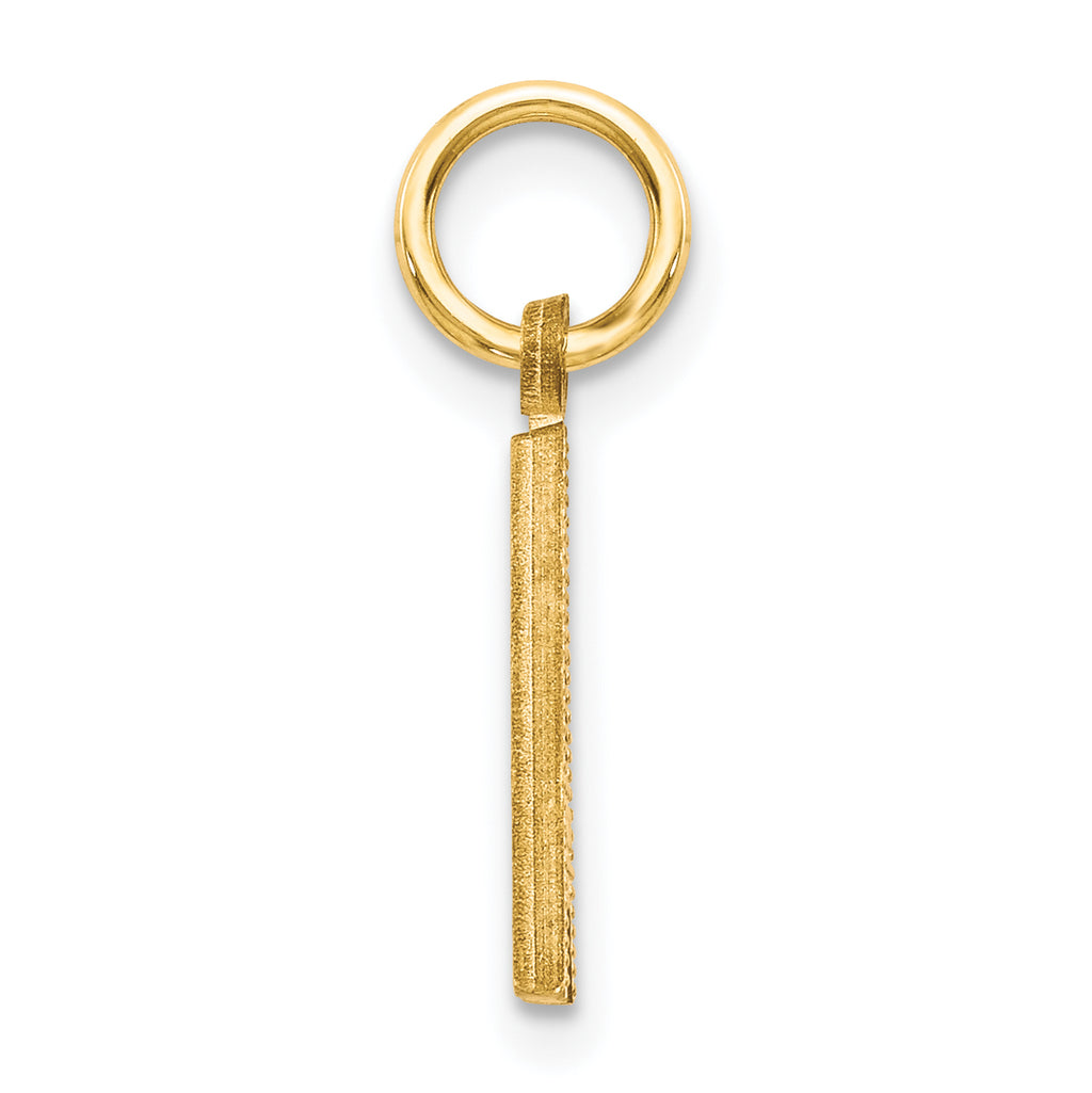 14K Gold Letter A Initial Charm with Diamond-Cut Texture Elegant Medium Size