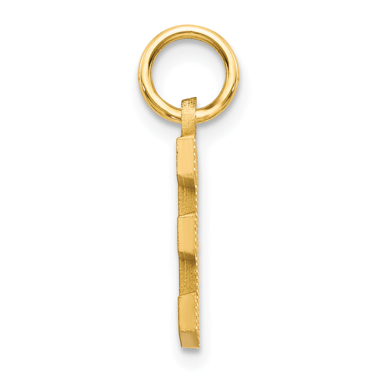 14K Yellow Gold Satin Diamond-Cut E Initial Charm Elegant Personalized Design Secondary image