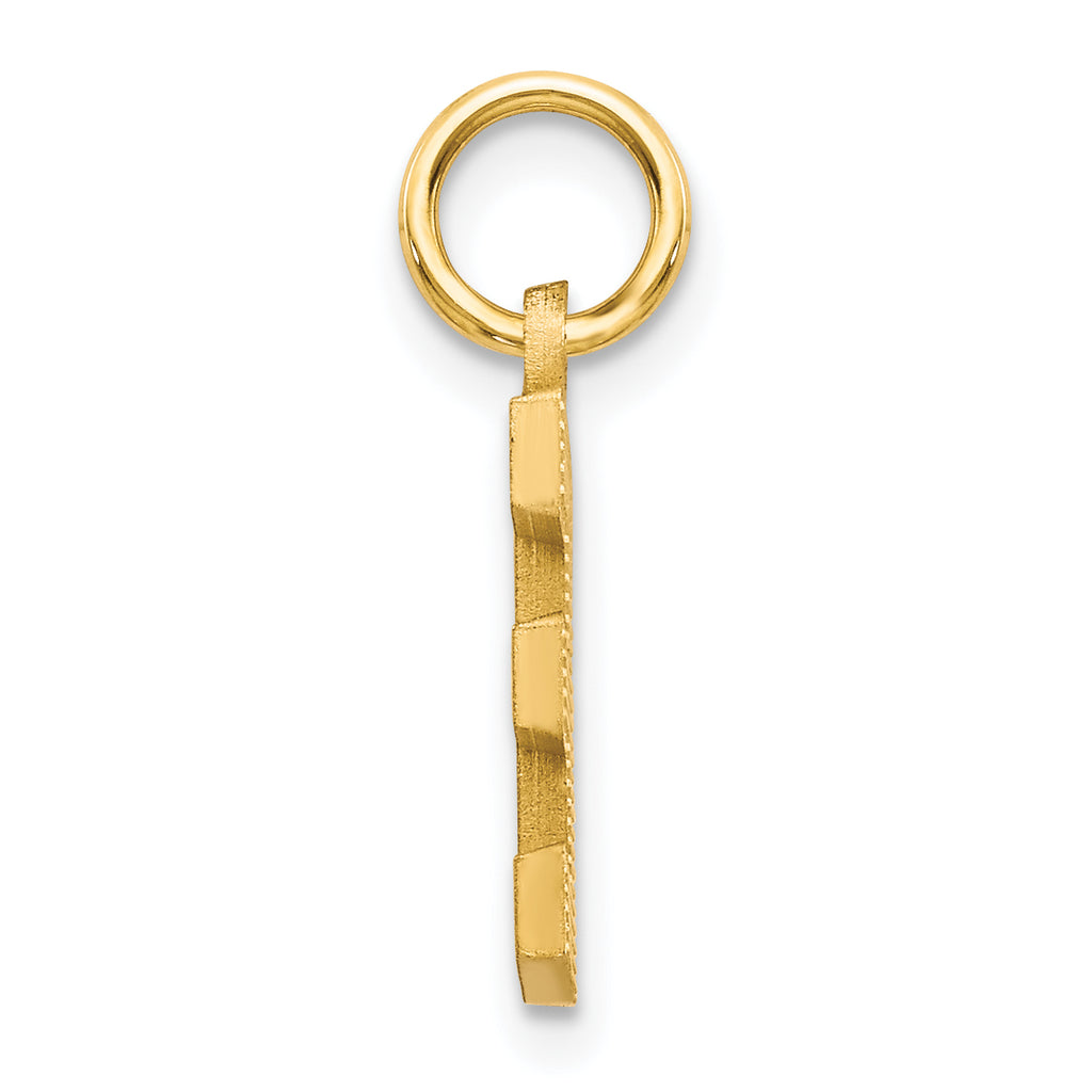 14K Yellow Gold Satin Diamond-Cut E Initial Charm Elegant Personalized Design