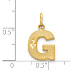 14K Gold Satin Diamond-Cut Letter G Initial Charm Elegant, Medium-Sized