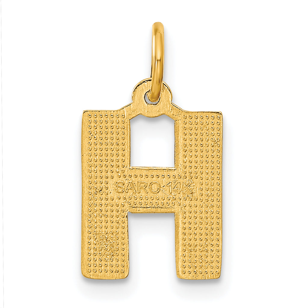 14K Yellow Gold Satin Diamond-Cut Letter H Charm Elegant & Personalized