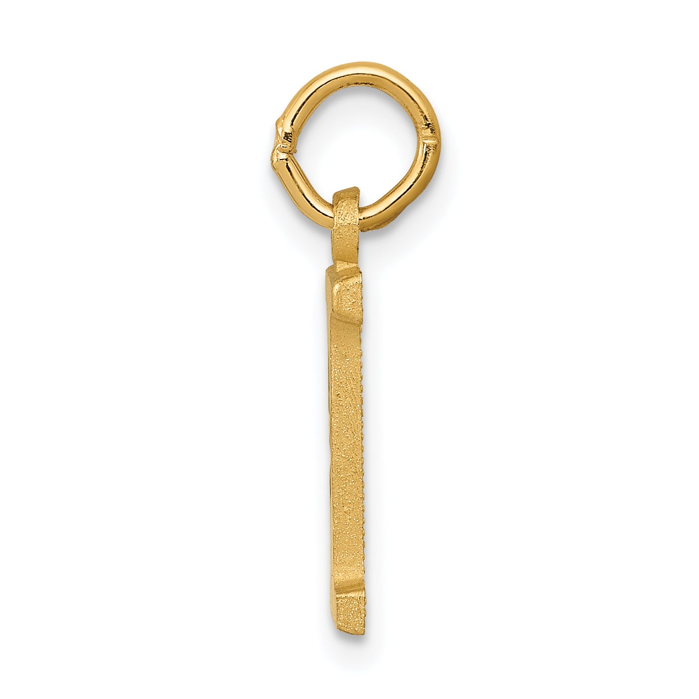 14K Yellow Gold Satin Diamond-Cut Letter I Initial Charm  Elegant Brushed Finish Secondary image