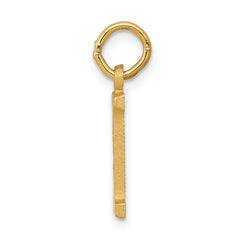 14K Yellow Gold Satin Diamond-Cut Letter I Initial Charm  Elegant Brushed Finish