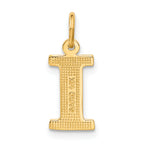 14K Yellow Gold Satin Diamond-Cut Letter I Initial Charm  Elegant Brushed Finish