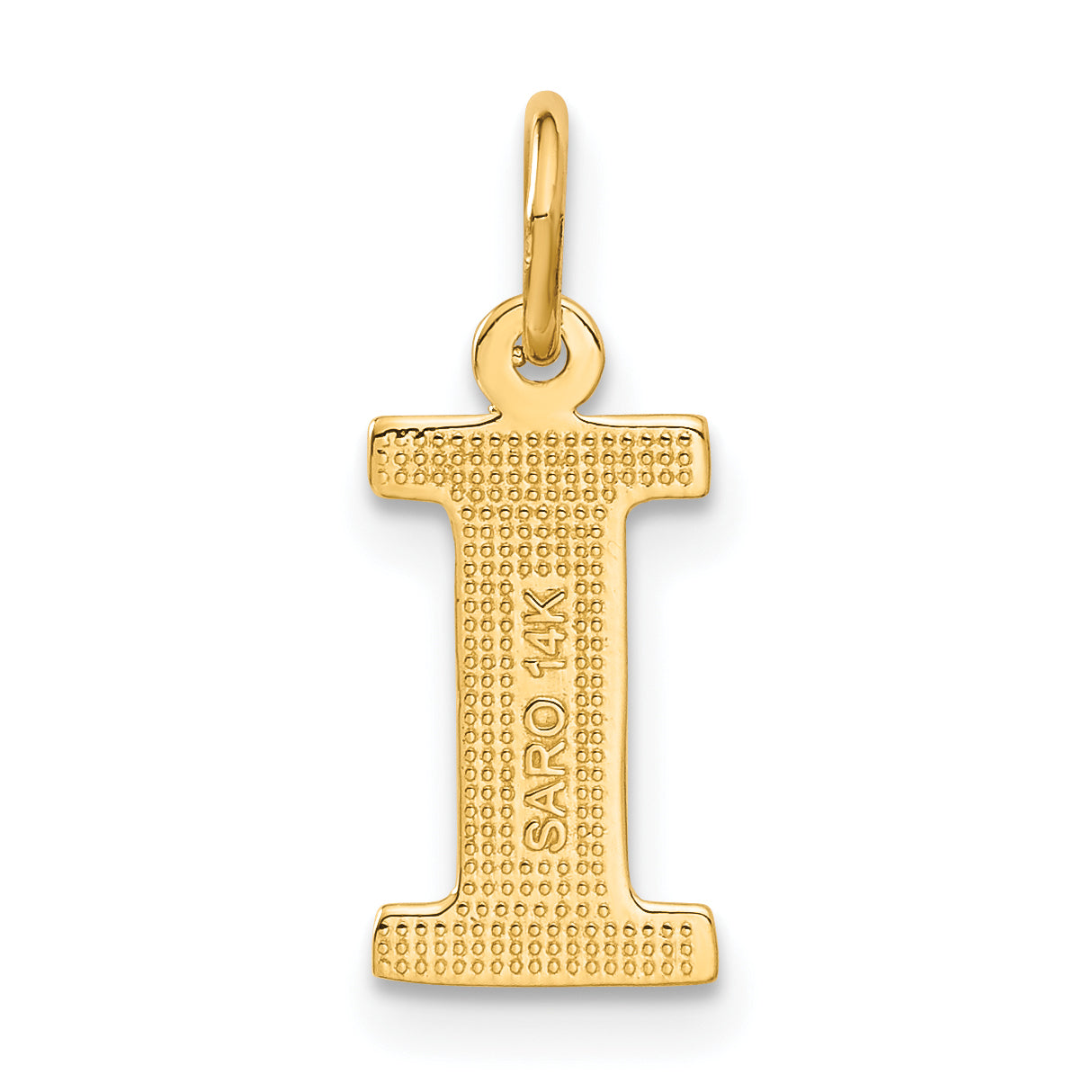 14K Yellow Gold Satin Diamond-Cut Letter I Initial Charm  Elegant Brushed Finish